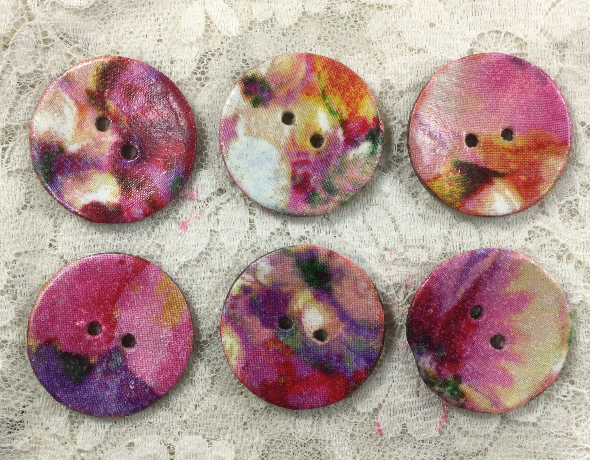 Large Buttons 1 and 1/2” Fabric and wood handcrafted assorted colors –  Sweet Horse Design Co